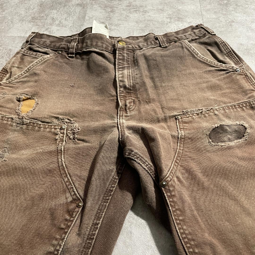 USA生地製 ダークブラウン ダブルニー Carhartt B136 36×32 | ib2