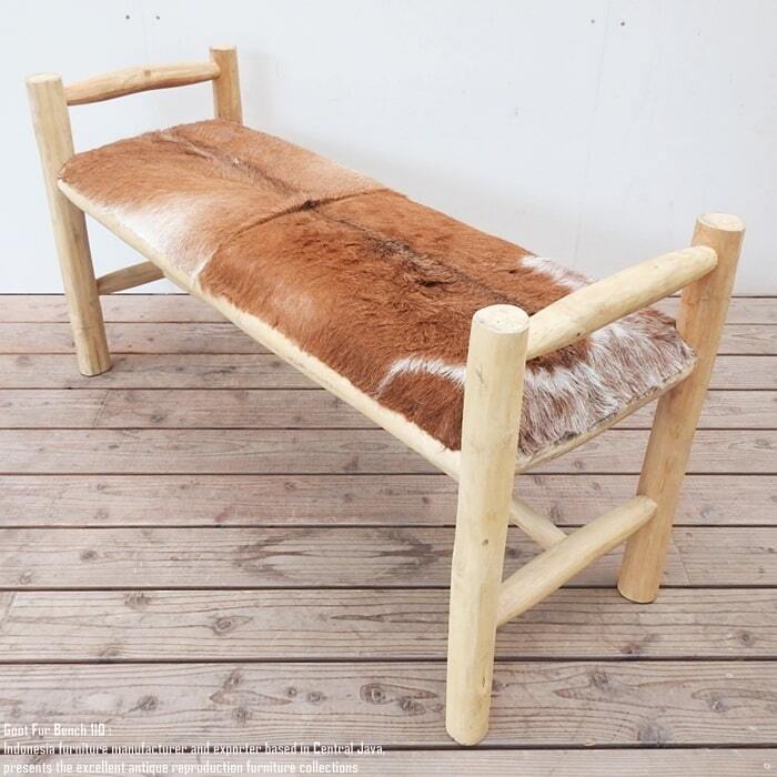 山羊毛皮 ベンチ 110cm ハラコ チェア 毛皮 天然素材 玄関 椅子