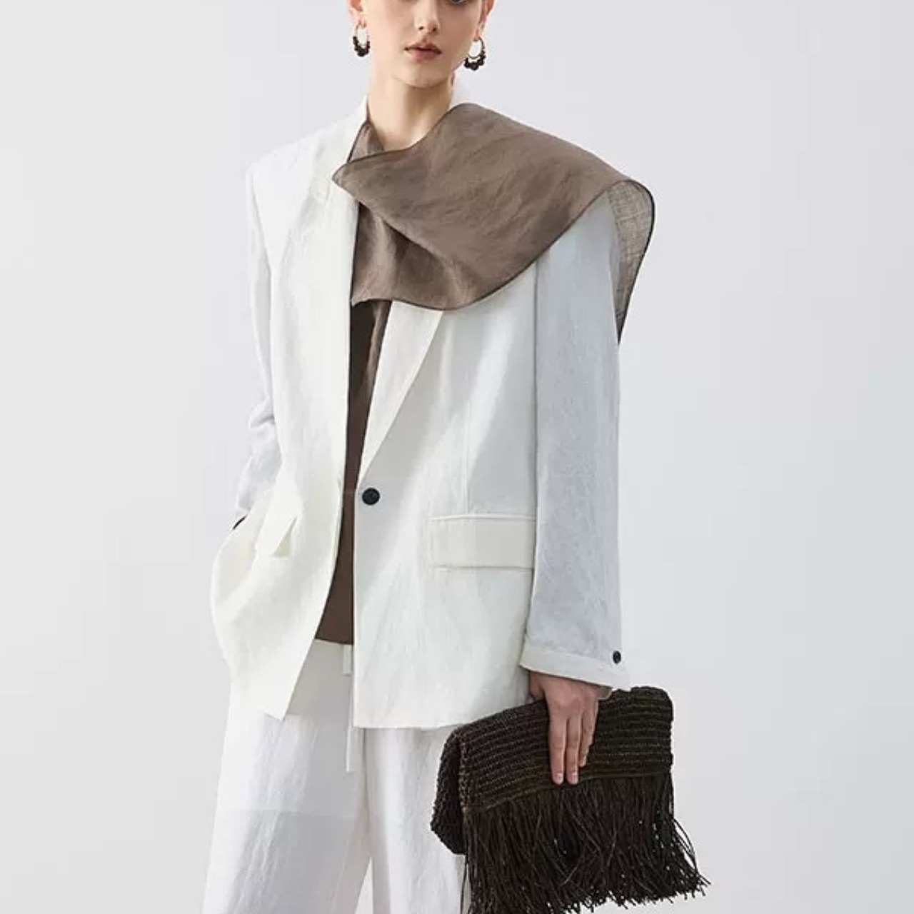 ドレープデザイン ヒップ丈 ブラウス 　　 00055