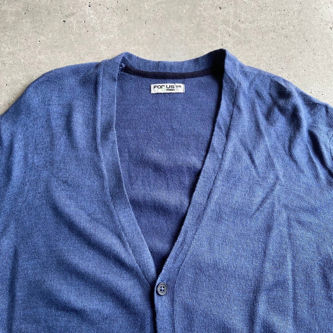 無地 ウール アクリル ニットカーディガン メンズx 古着 くすみブルー 青 薄手 ニットセーター Cave 古着屋 公式 古着通販サイト