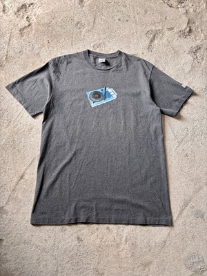00s OLD STUSSY/Record player Tee/USA製/銀タグ/L/レコ－ドプレ－ヤ－プリントTシャツ/ロゴプリント/グレ－/ステューシー/オ－ルドステューシー