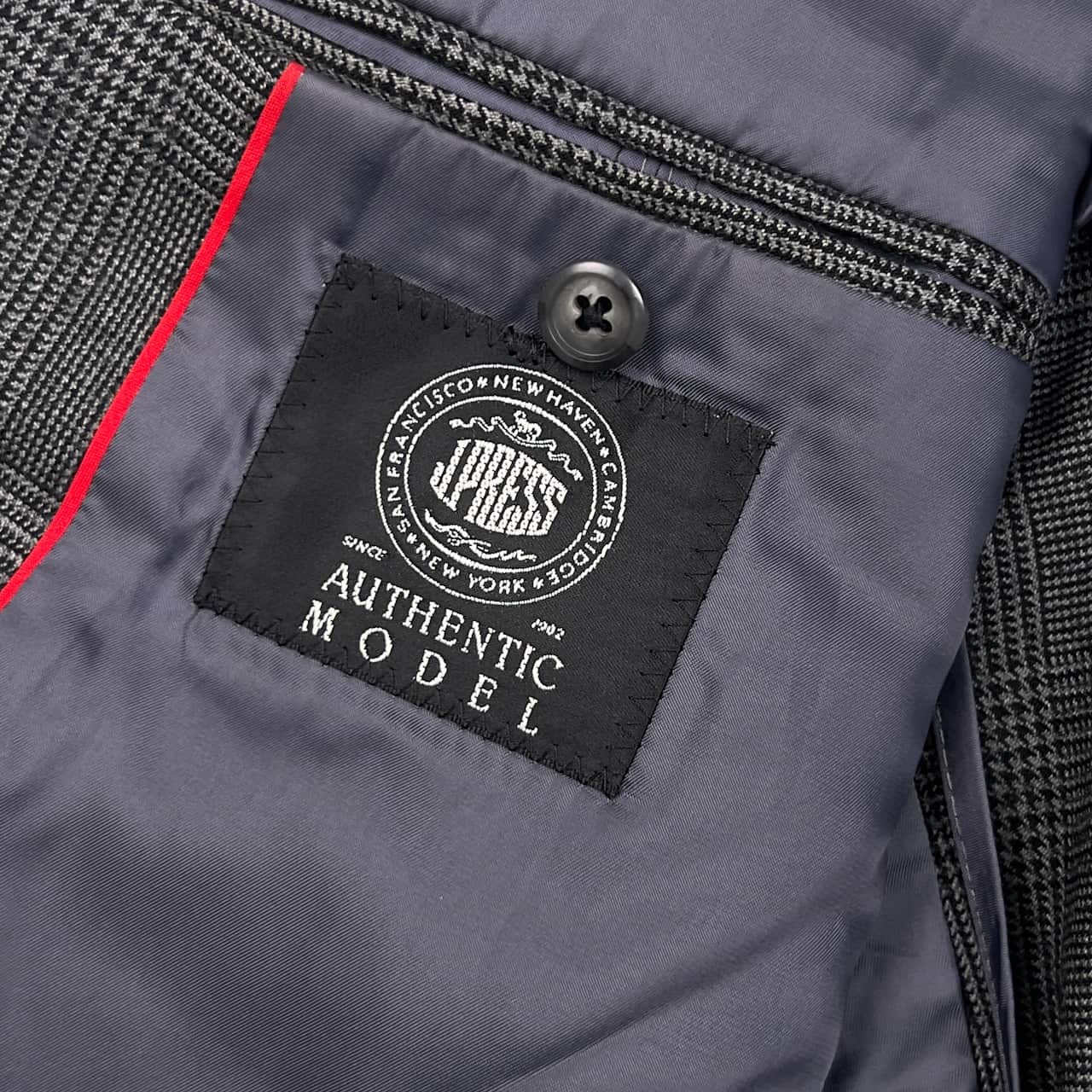 J.PRESS AUTHENTIC MODEL ジェイプレス グレンチェック 段返3B ウール テーラードジャケット 96-82-180/グレー メンズ