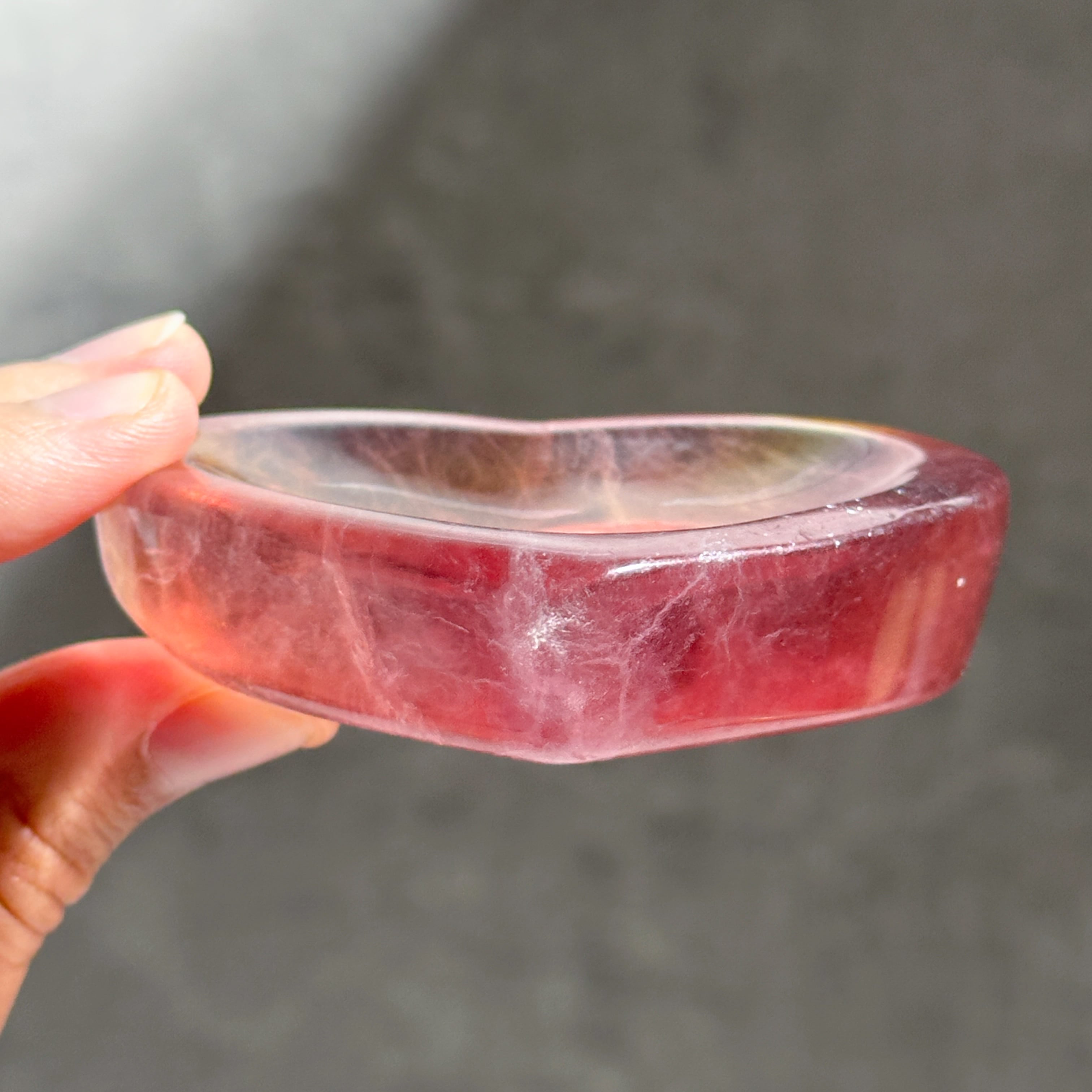 レインボーフローライトハート型のうつわ02◇ RainbowFluorite