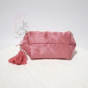ビジュー＆刺繡ポーチ　ハート♡ピンク