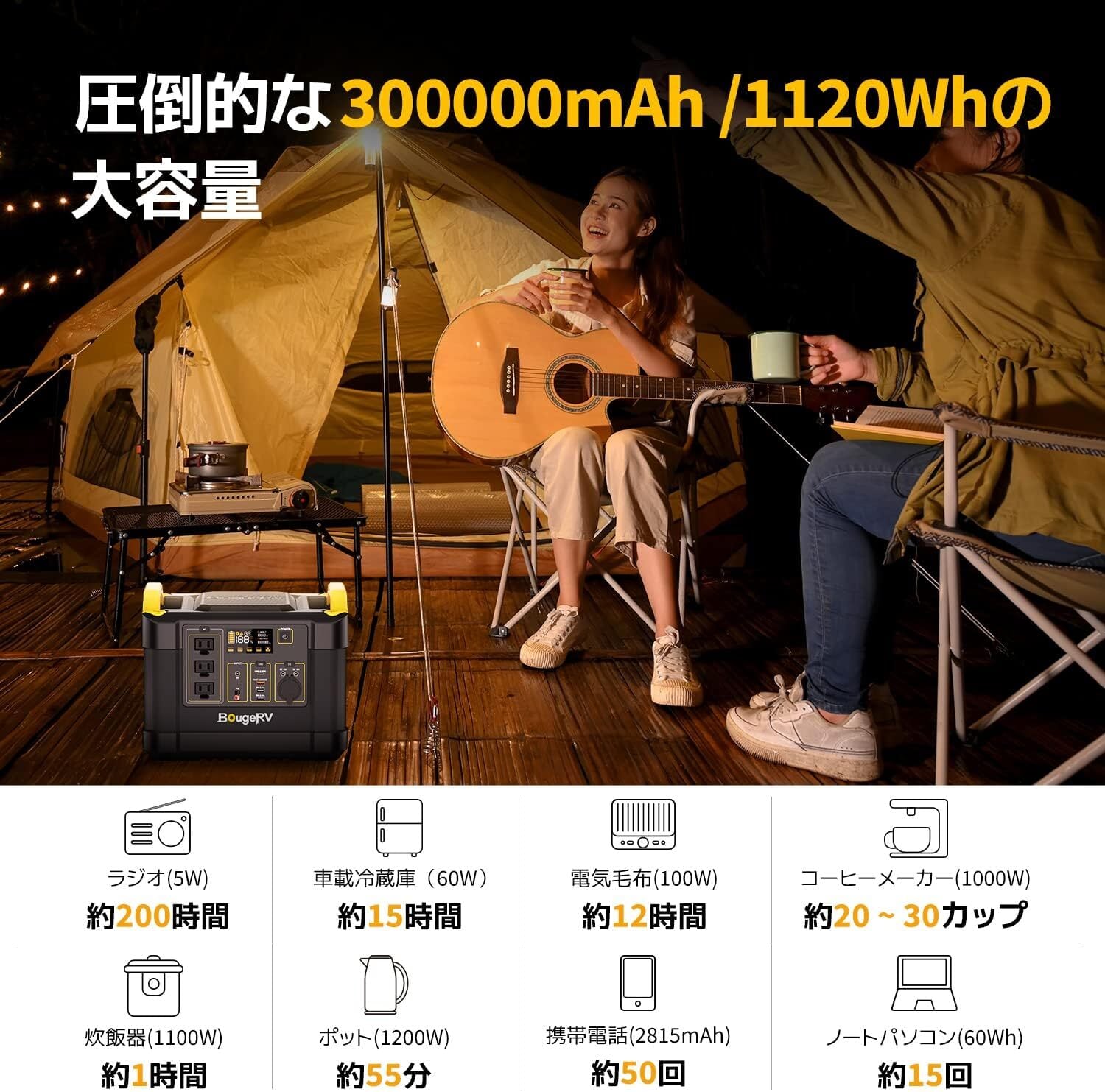 BougeRV ポータブル電源 Fort1000 1120Wh リン酸鉄リチウム電池 | Bord