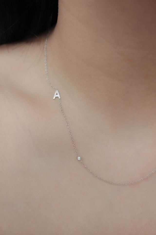 Alphabet Zirconia Necklace / Silver
