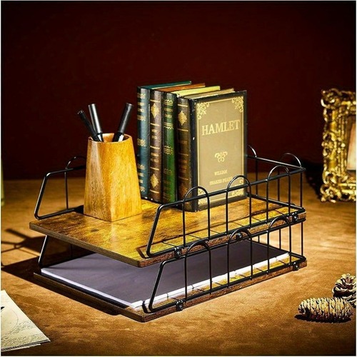 ビンテージデスク収納ラック トレイペーパーラック メタルドキュメントトレイ