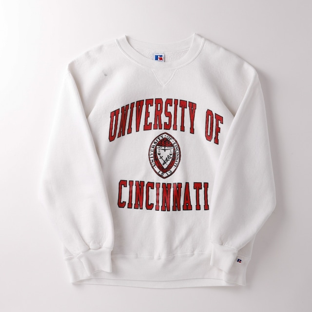 【美品】90s Vintage RUSSEL ATHLETIC sweatshirt  "UNIVERSITY OF CINCINNATI" Made in USA big size american college   ／ヴィンテージ  スウェット トレーナー ラッセル アスレチックス ホワイト シンシナティ大学  USA製 ビッグサイズ