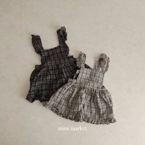 【即納】mimi market /Check frill suspenders ops