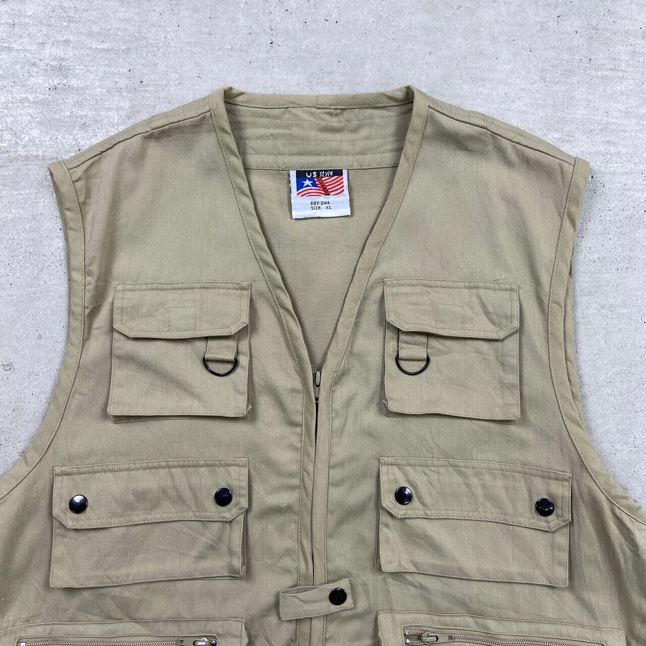 US style フィッシングベスト アウトドアベスト メンズXL 古着 多機能 