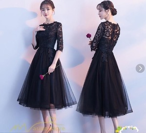 送料無料 未使用 発表会 舞台衣装 パーティ フォ－マル チュール レース シック ドレス 11号 L [OPN2626]