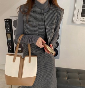 チェックベスト3点セットアップ　A01364