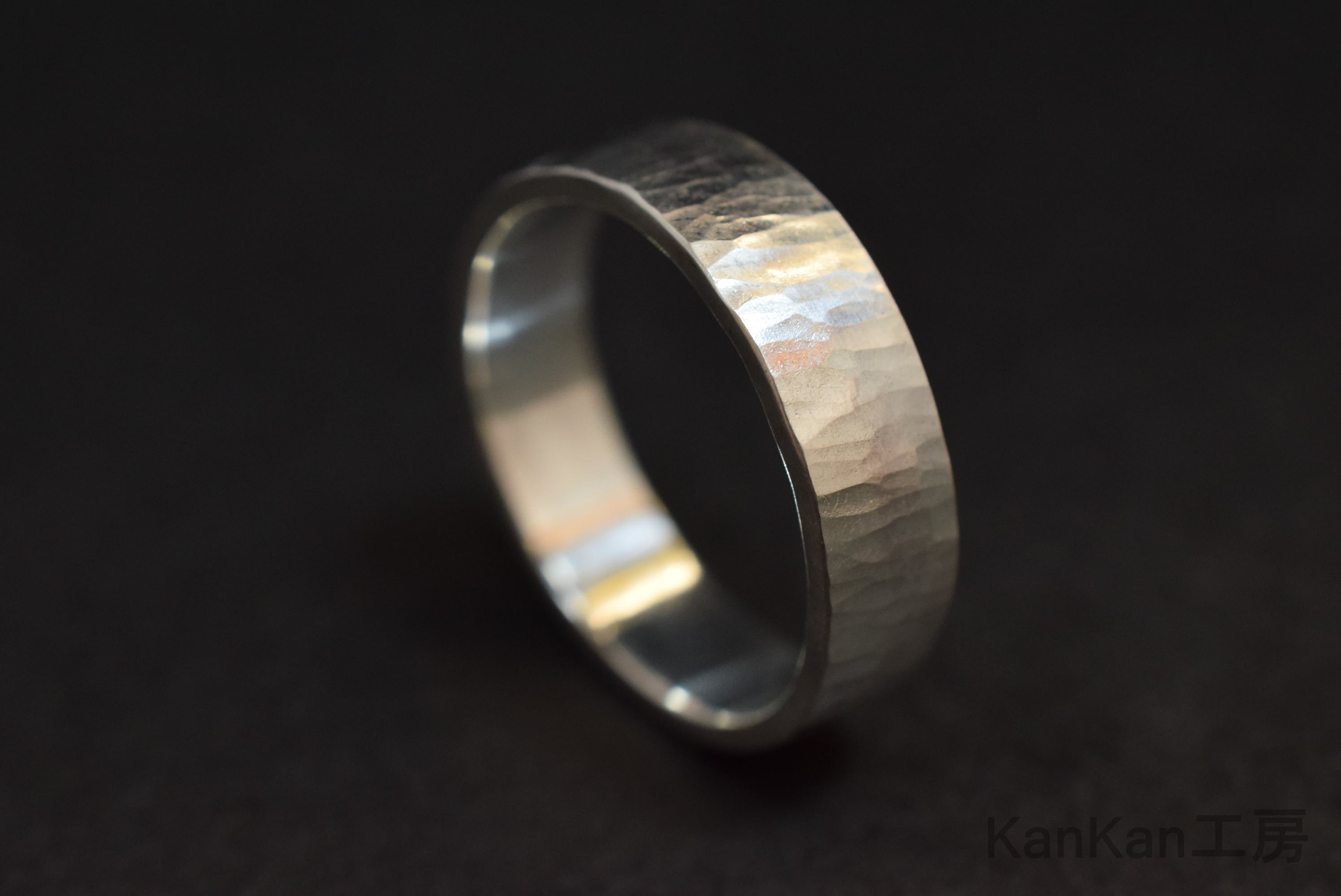 SVリング|幅広・槌目|平打ち・幅(約)5.0㎜