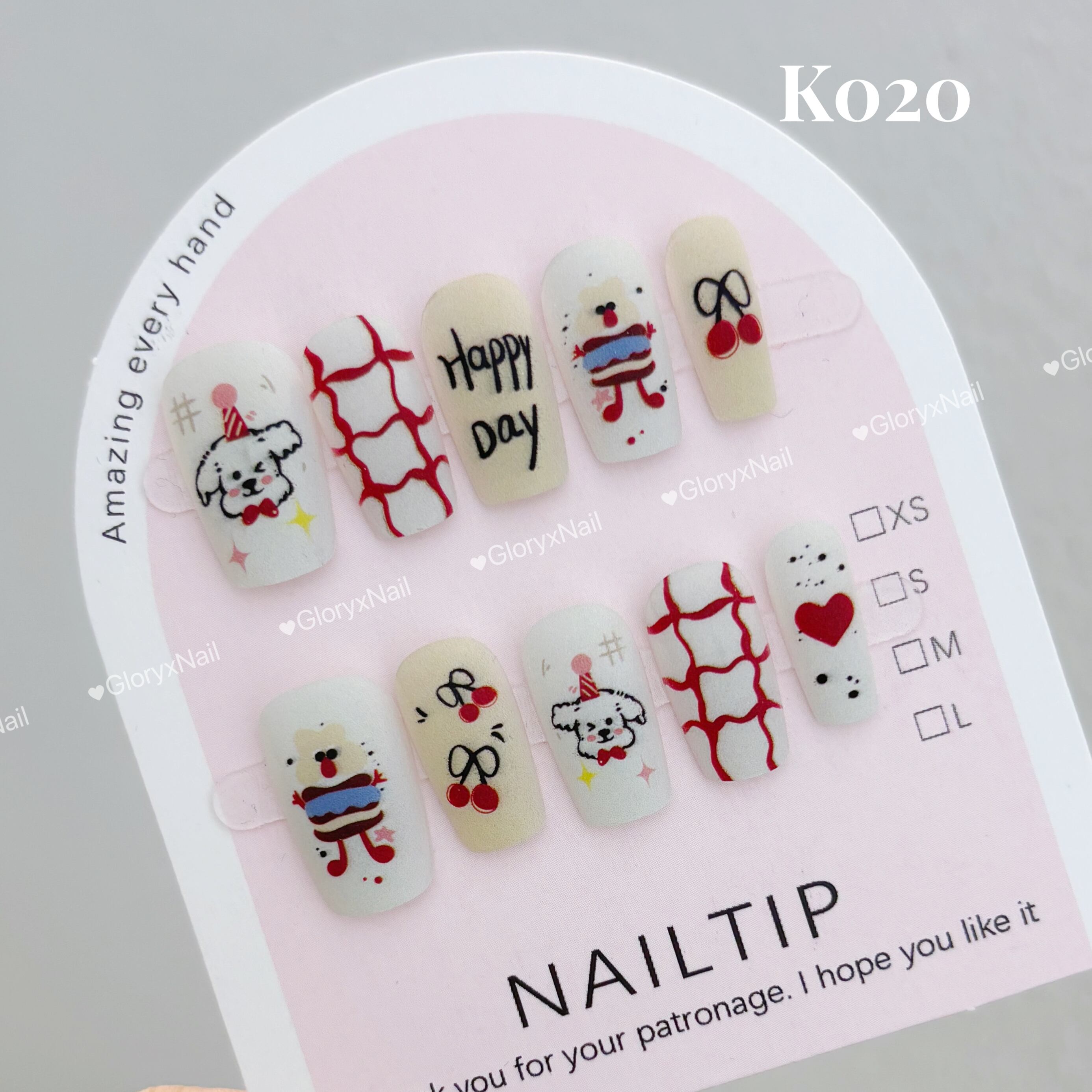 K020 ネイルチップ サイズXS/S/M | Glory X Nails