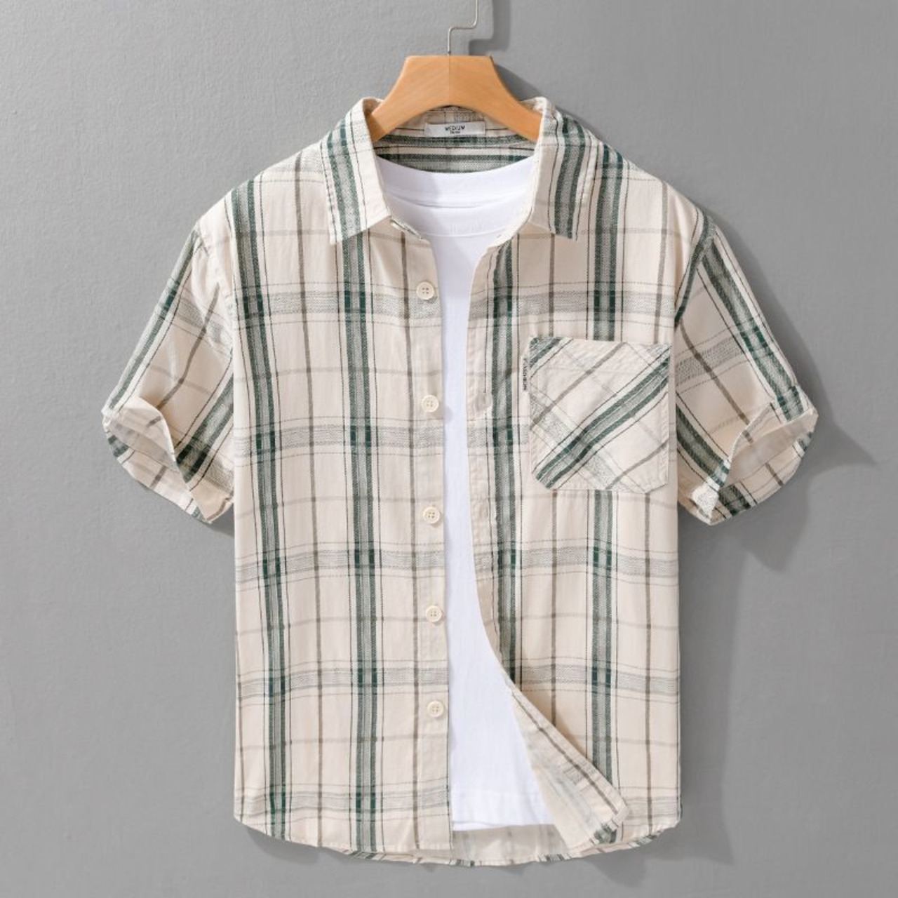 【M-3XL】Modern Check Short Sleeve Shirt / モダン チェック 半袖 シャツ