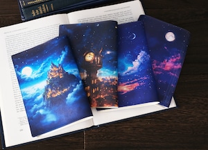 満月と天空にそびえ立つ城 ブックカバー・手帳カバー