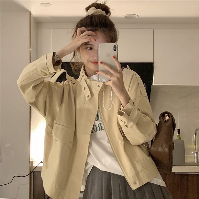 オータムジャケット レディースカジュアルルーズスプリング 春物 秋物 1号婦人86576432941