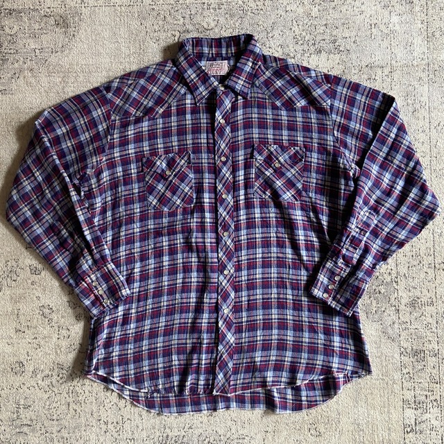 1970s  H Bar C  L/S Check Shirt L位  Made in USA  F928