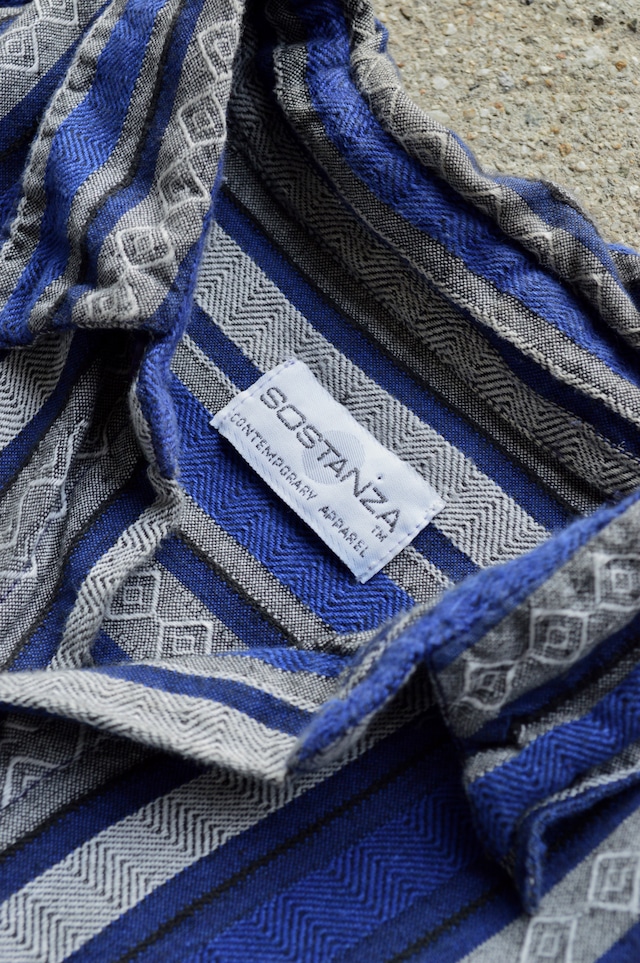 SOSTANZA 1990's From USA Stripe Geometric Cotton Blanket Long Shirt ソスタンツァ 90s ブランケットシャツ