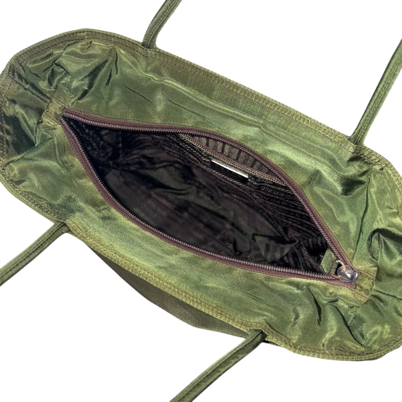 PRADA green nylon hand bag