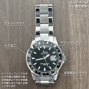 JUNOS ユーノス 腕時計 ダイバーズウォッチ ビジネスウォッチ 日本製ムーブメント カレンダー付 10気圧防水