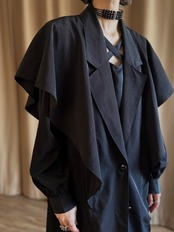 drape mode black long shirt-5183-3
