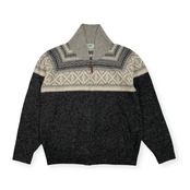 Crocodile クロコダイル ノルディック ジップアップ ウールニット ジャケット カーディガン サイズ LL /メンズ/ホワイト×グレー系