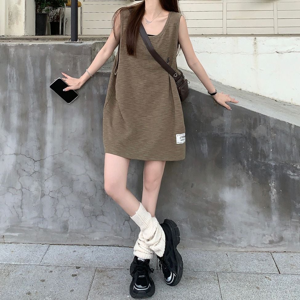 希少　CHANEL ノースリーブ　ワンピース　タンクトップ　ビンテージ タンクトップ オーバーサイズ タンクワンピース ノースリーブ トップス