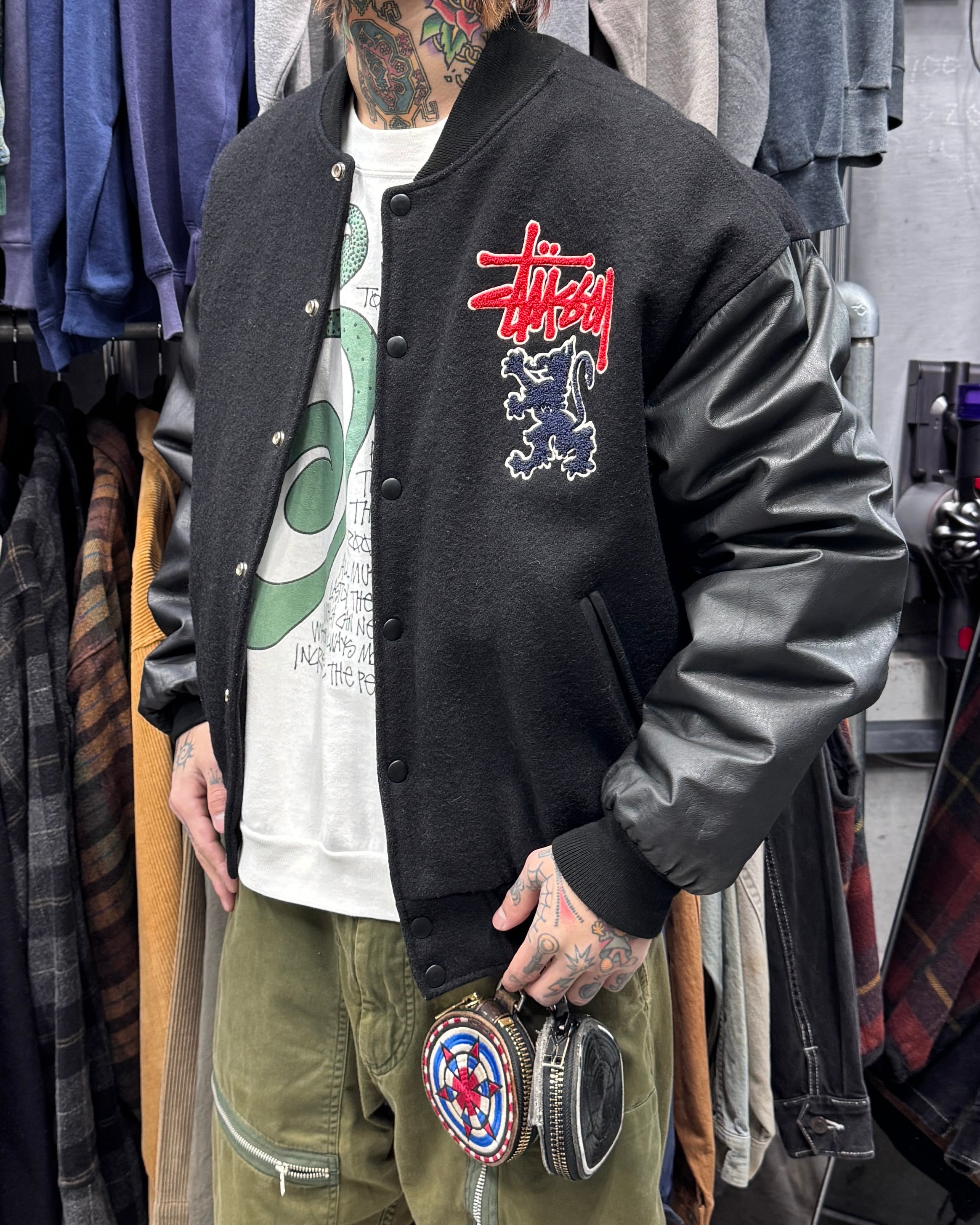 Special!!】90's old stussy Varsity Jacket “Griffin” “スタジャン