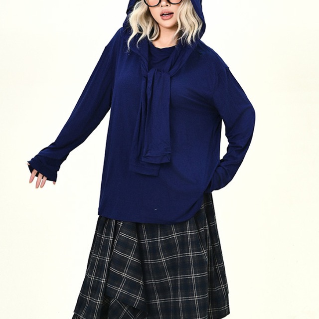 plain hooded long-sleeved tee　フード付き無地ロンティー　J1225