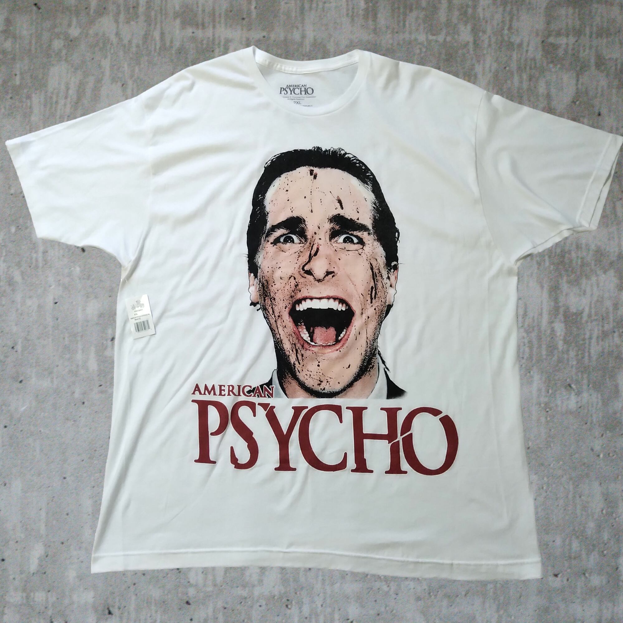 アメリカン・サイコ　ムービーTシャツ　サイコホラー　ホワイト　Lサイズ　古着 アメリカン・サイコ Tシャツ 2XLサイズ 白 映画T ムービーT 海外