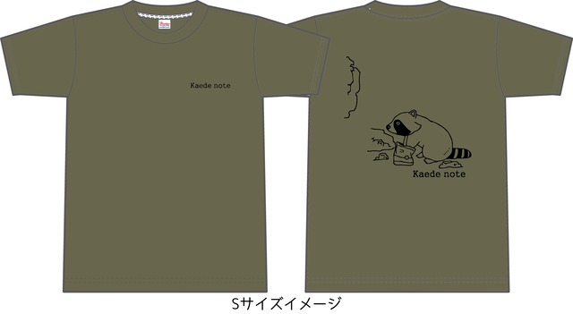 Kaede noteTシャツ「アライグマ」カラー：オリーブ