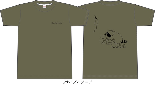 Kaede noteTシャツ「アライグマ」カラー：オリーブ