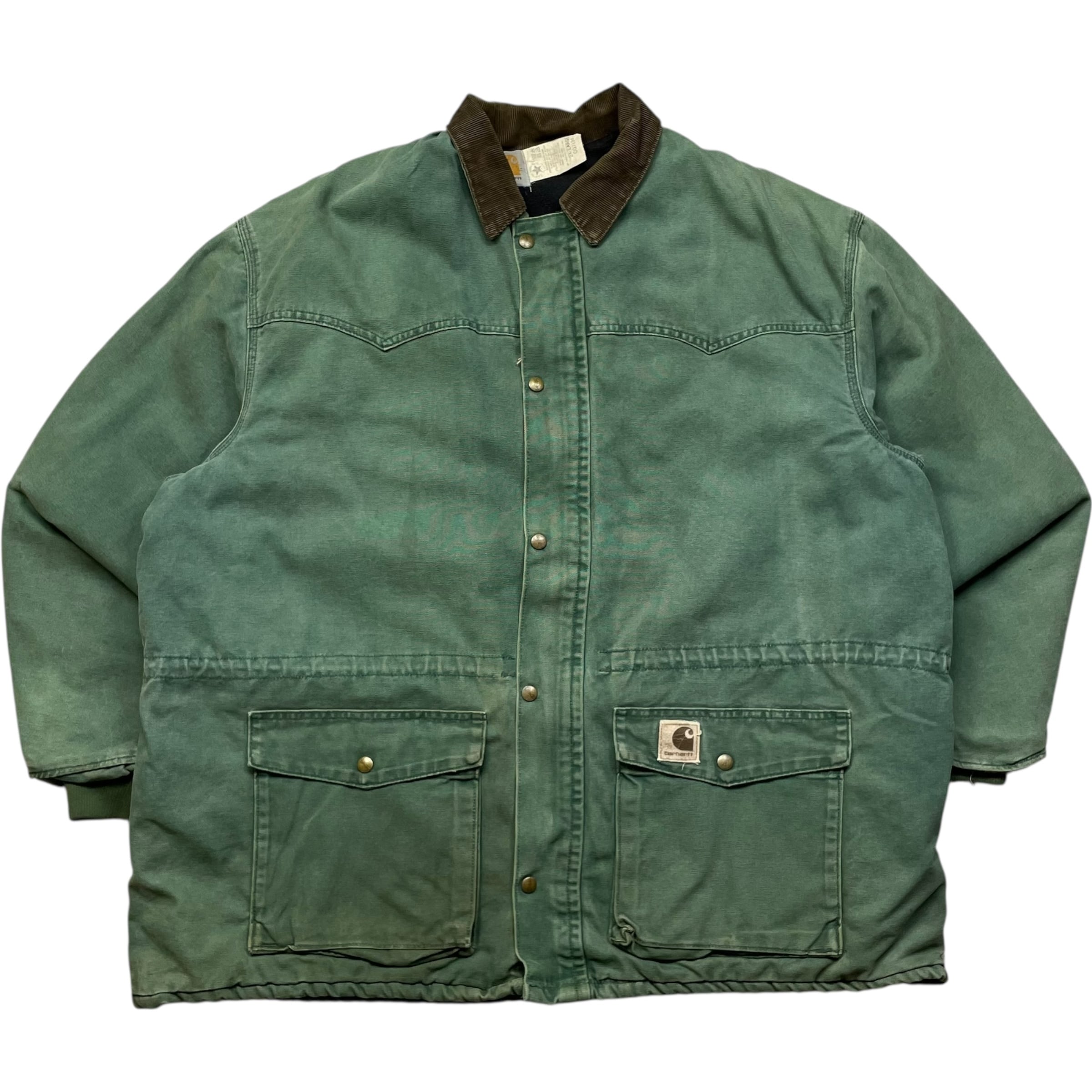 《XXL》 Carhartt カーハート ダックコード カバーオール ワークジャケット グリーン USA製 90年代 vintage no.8924