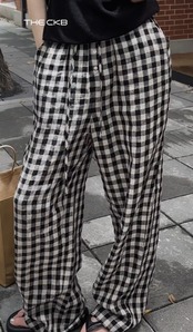 チェックワイドパンツ