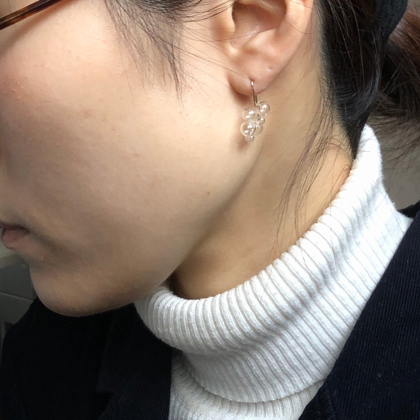 再販2フリンジベージュピアスイヤリングタッセルオルテガハンドメイド