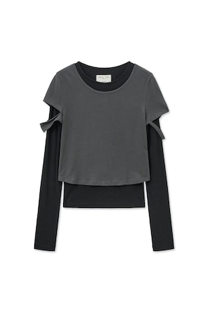 [Matin Kim] LAYERED POINT SLIM TOP IN CHARCOAL 正規品 韓国ブランド 韓国通販 韓国代行 韓国ファッション マーティンキム matinkim 日本 店舗