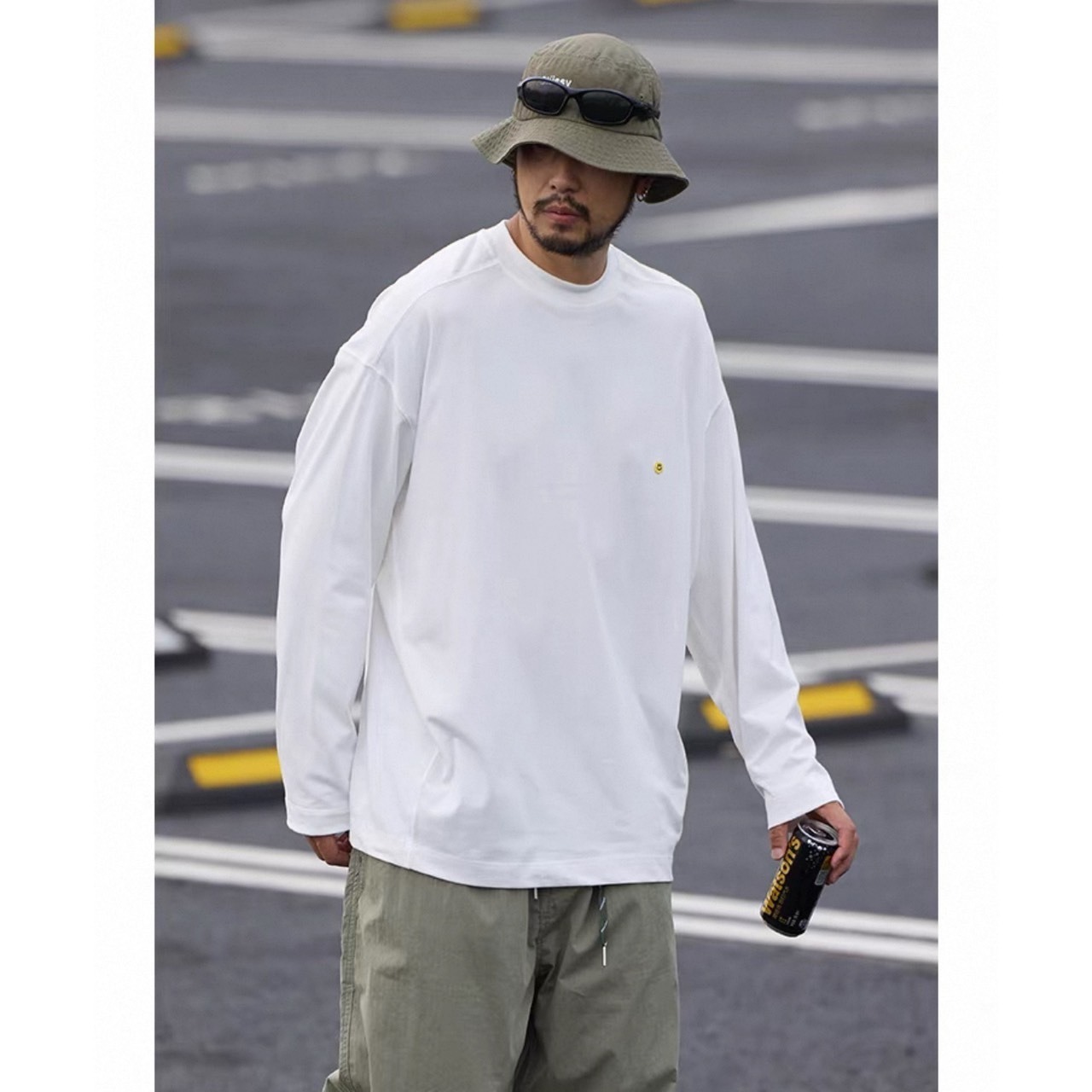 Smiley patch long sleeve tee 1053 - 8