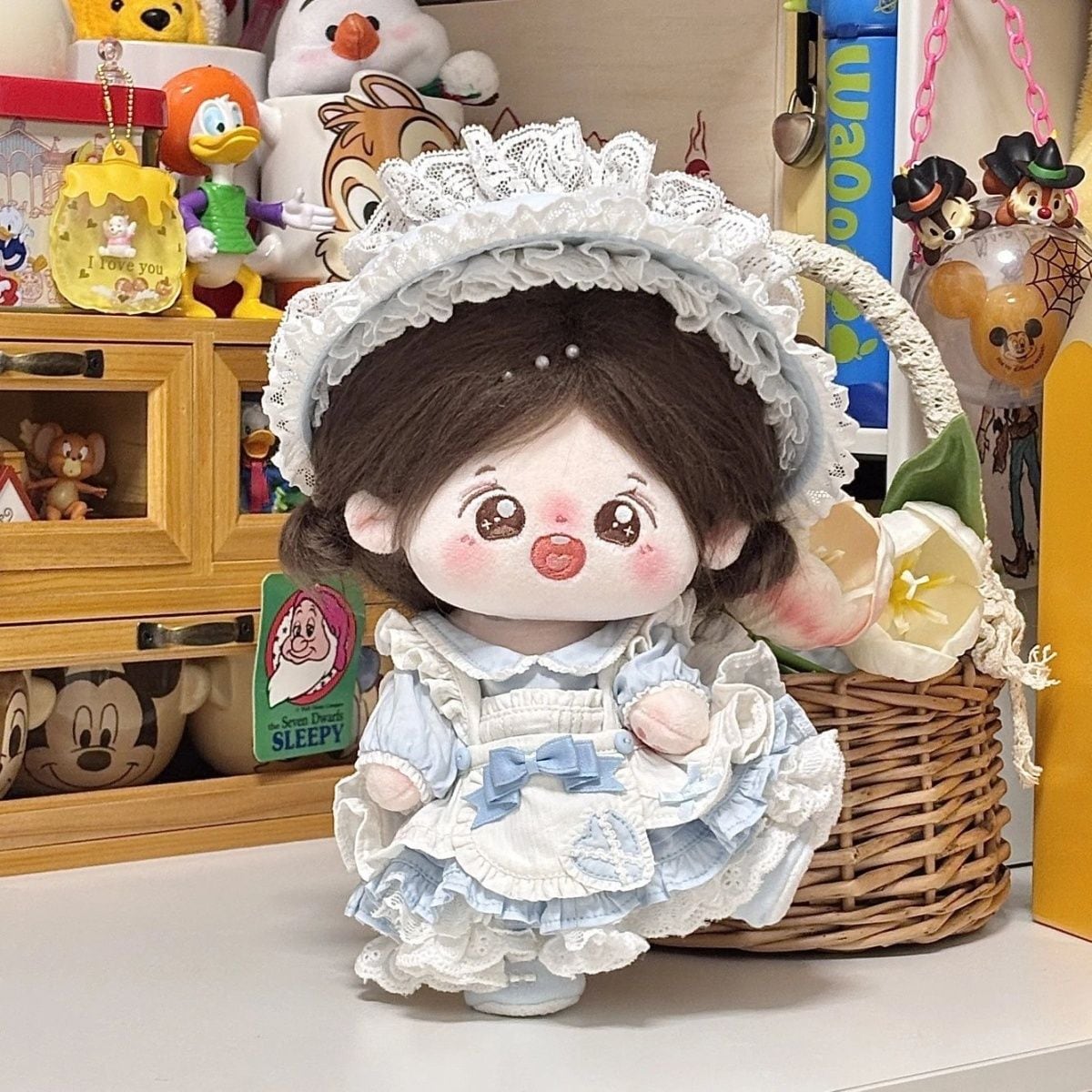 20cmぬいぐるみ用 ワンピース+エプロン+帽子+シューズ ガーリーコーデ