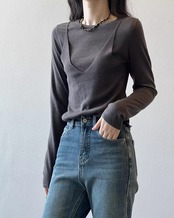 Fake layered Knit T20178