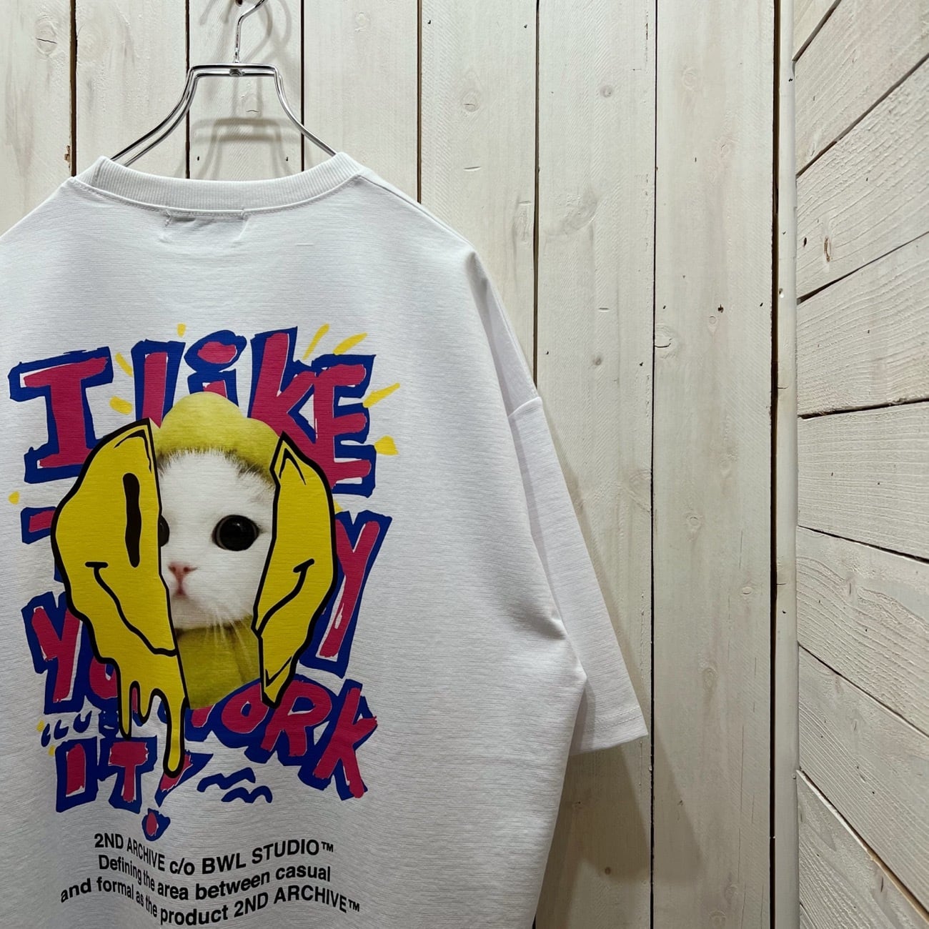【232410-1】Smile  Cat T-shirt 2ND ARCHIVE スマイル＆ネコ T-シャツ 24/7 TOKYO