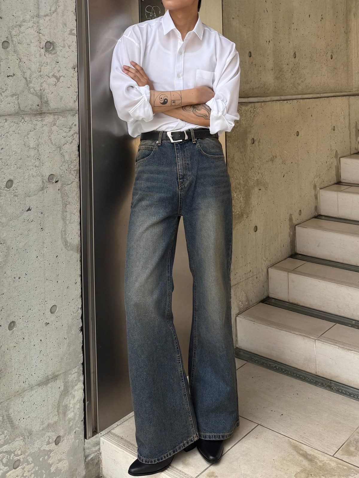 ALUDE SELECT】straight flare denim(2color) | 【ALUDE】韓国メンズ 