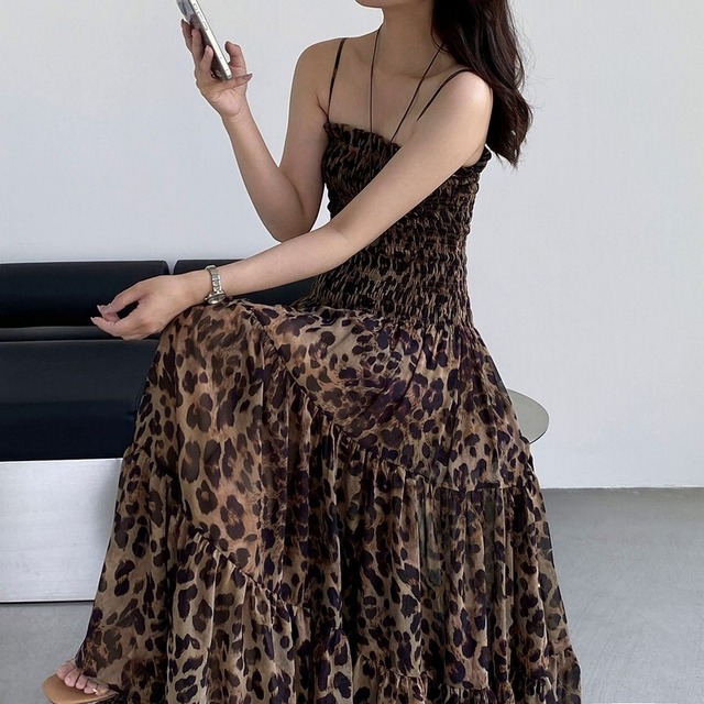 Retro Leopard Camisole ワンピース [26010450]