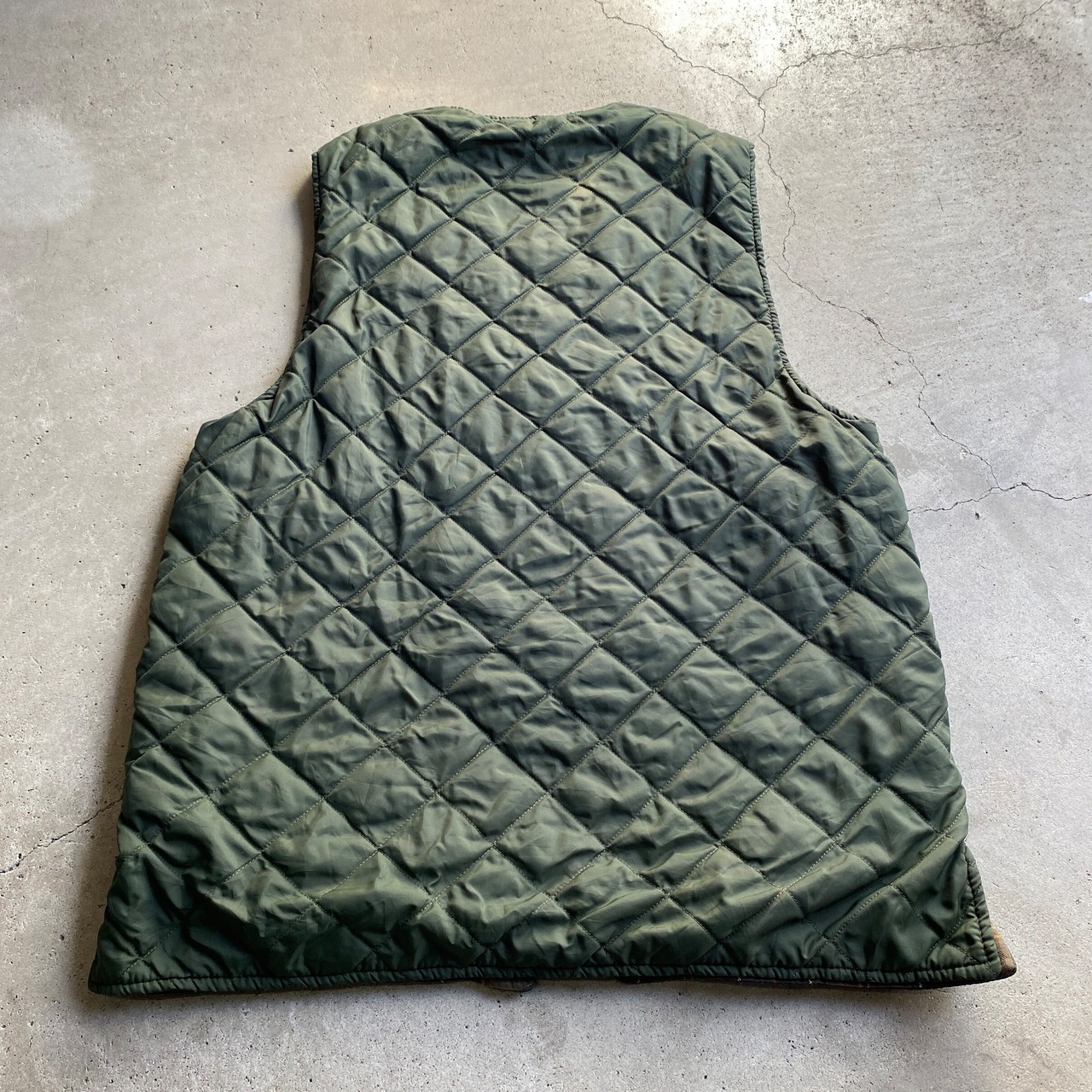 Barbour バブアー チェックライナー キルティングベスト メンズL 紺 