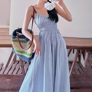 キャミワンピース レディース 春 夏 韓国 大人 かわいい きれいめ ストライプ リゾート Aライン ノースリーブ 涼しい 体型カバー 大人可愛い 大人女子