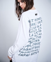 COOLAメッセージプリントルーズロングスリーブTシャツ (WHITE) CQ-47010