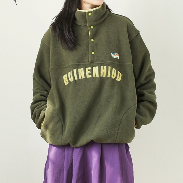 カラースキームスタンドカラーフリースプルオーバー　A01901