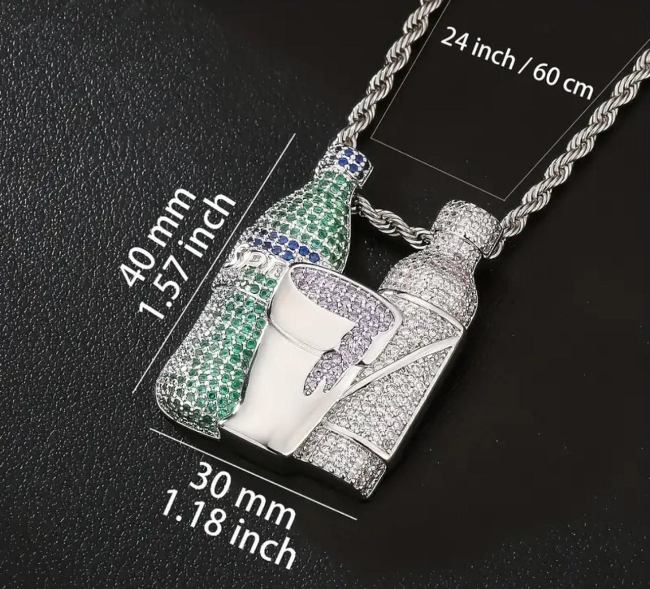ヒップホップボトル ジルコニア シルバーネックレスチェーン ヒップホップボトル ジルコニア シルバーネックレスチェーン