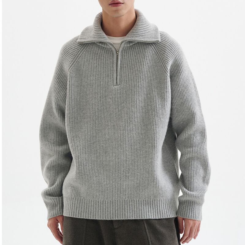 ハーフジップオーバーサイズニットトップス 00021