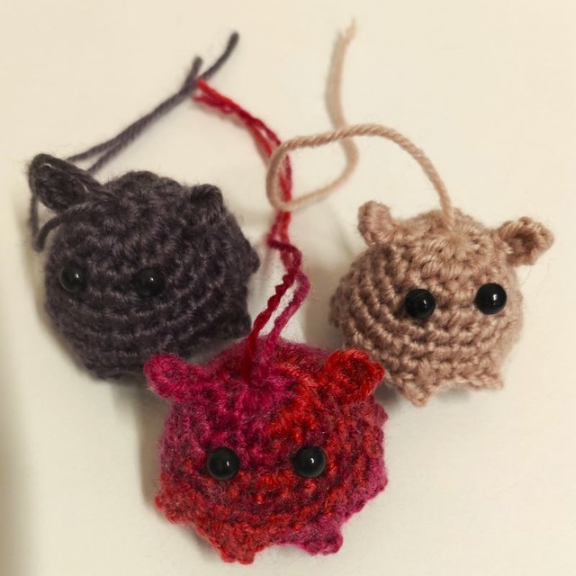 メンダコのストラップ3個セット(ローズ×桜色×紫)[OG-026]